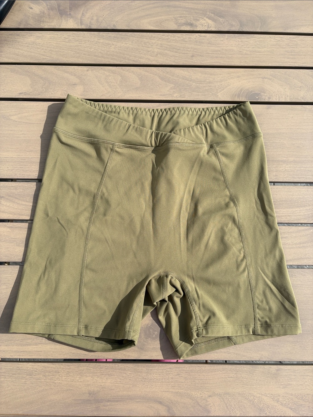 High-Rise Green Bike Shorts Limited Edition Mei Pang x blush